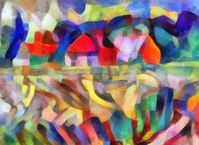 Red-Orange Houses in the Field by Alex Caminker